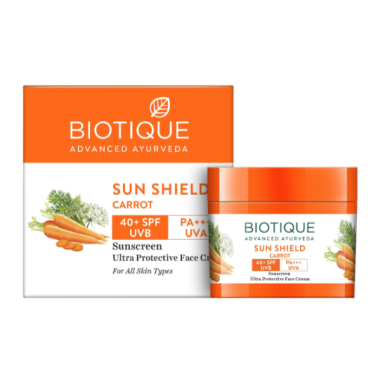 Biotique Sun Shield Carotte Crème Solaire Visage 40+Spf 50g