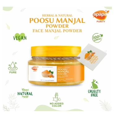 Apapa Poosu Manjal – Poudre de Curcuma Traditionnelle 125g