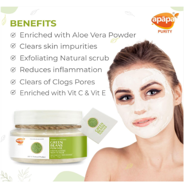 Poudre de Haricots Verts – Masque Visage Naturel 125gm
