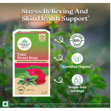 Organic India Tulsi Sweet Rose – Organic Herbal Tea Bags