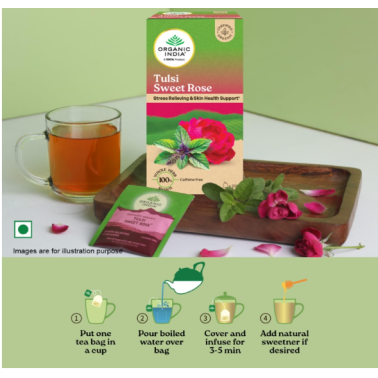 Organic India Tulsi Sweet Rose – Infusion Bio en sachets